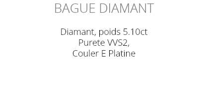 Bague Diamant Diamant, poids 5.10ct Purete VVS2, Couler E Platine 